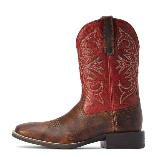 10042391 Ariat Men's Sport Pardner Matte Rebel Brown/ Blood red