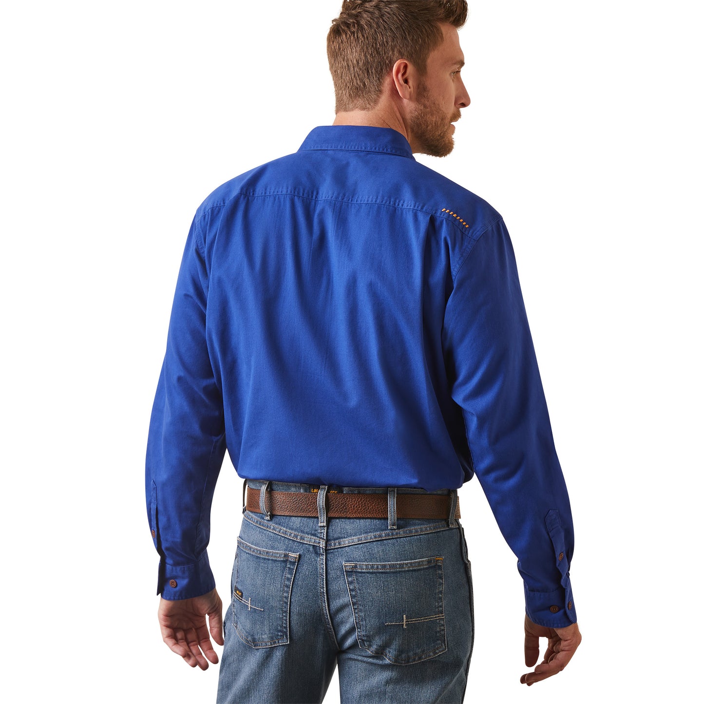 10042861 Ariat Mns Rebar Half Button LS Workshirt Cobalt