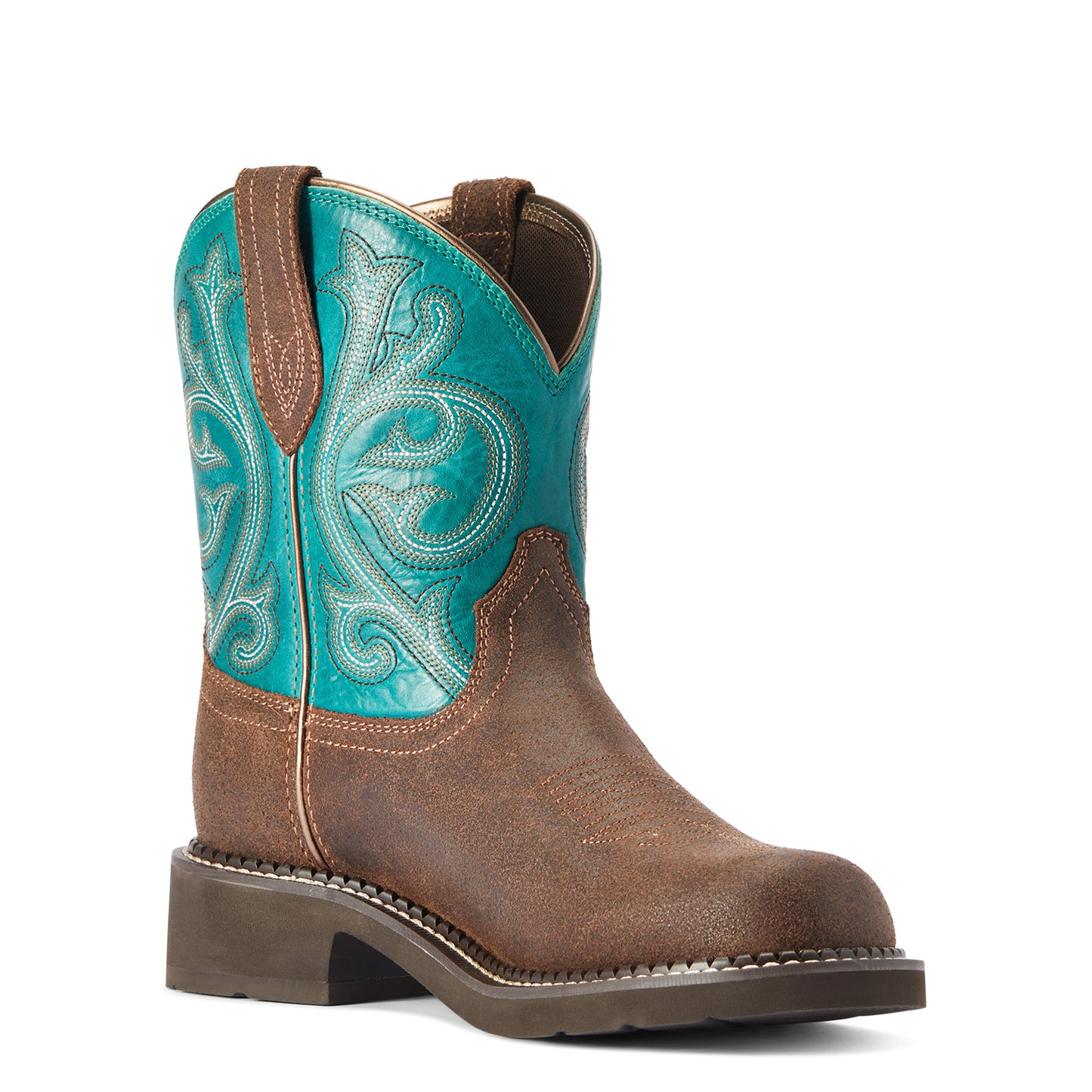 10042463 Ariat Wms Fatbaby Worn Hickory/Shamrock Boots