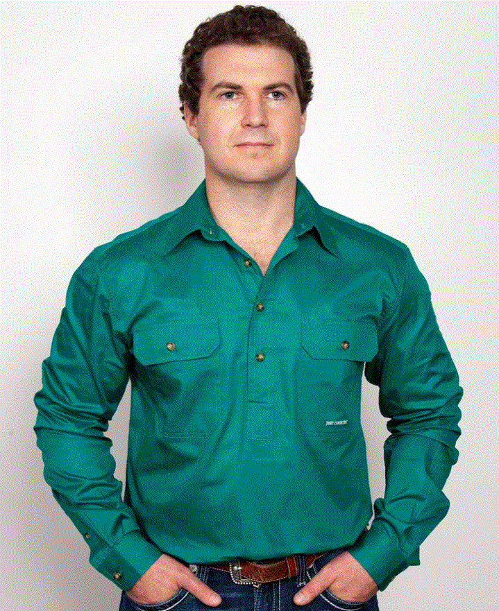 10101DKG Just Country Men's Cameron Work shirt Dark Green