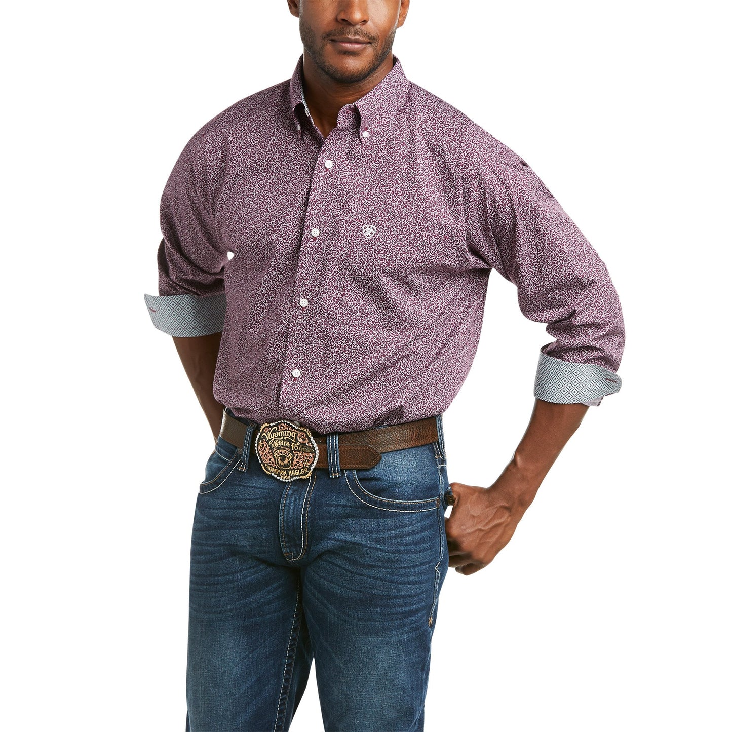 10036302 Ariat Men's Wrinkle Free Classic Fit Wilmar Wax Seal