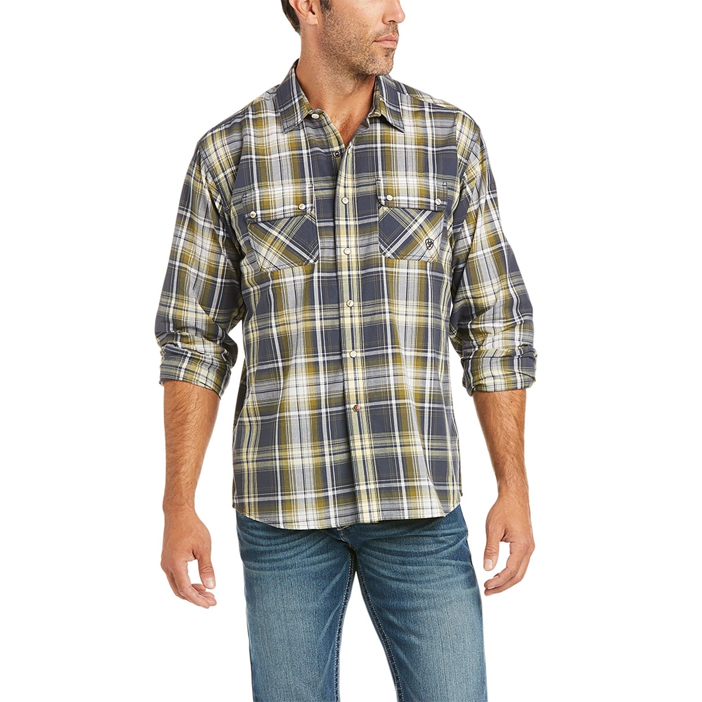 10036358 Ariat Men's Axel Retro Snap LS Shirt Ombre Blue