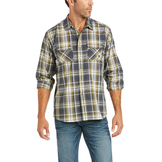 10036358 Ariat Men's Axel Retro Snap LS Shirt Ombre Blue