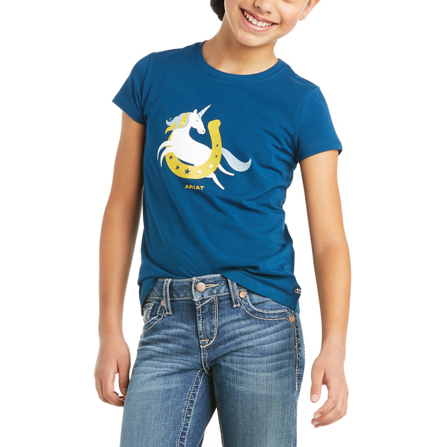 10035266 Ariat Youth Unicorn Moon Tee Blue Opal