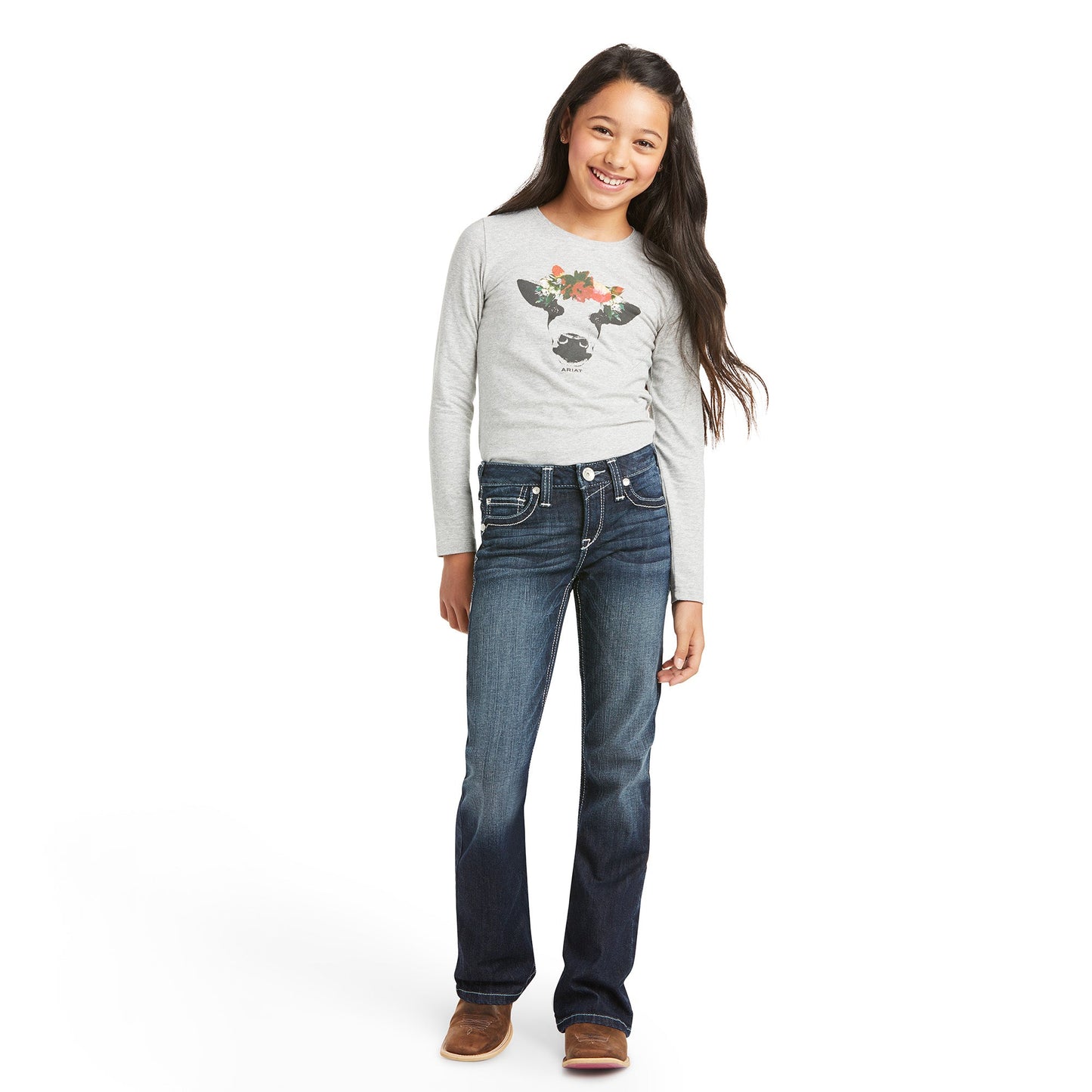 10036101 Ariat Girls REAL Boot Cut Journee Lakeshore