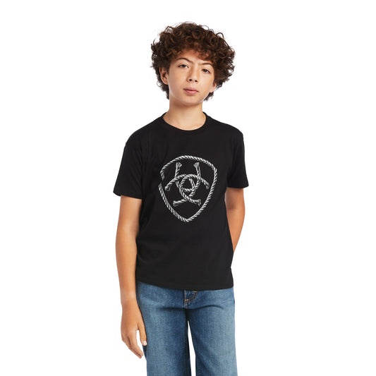 10040883 Ariat Boys Rope Shield Tee Black