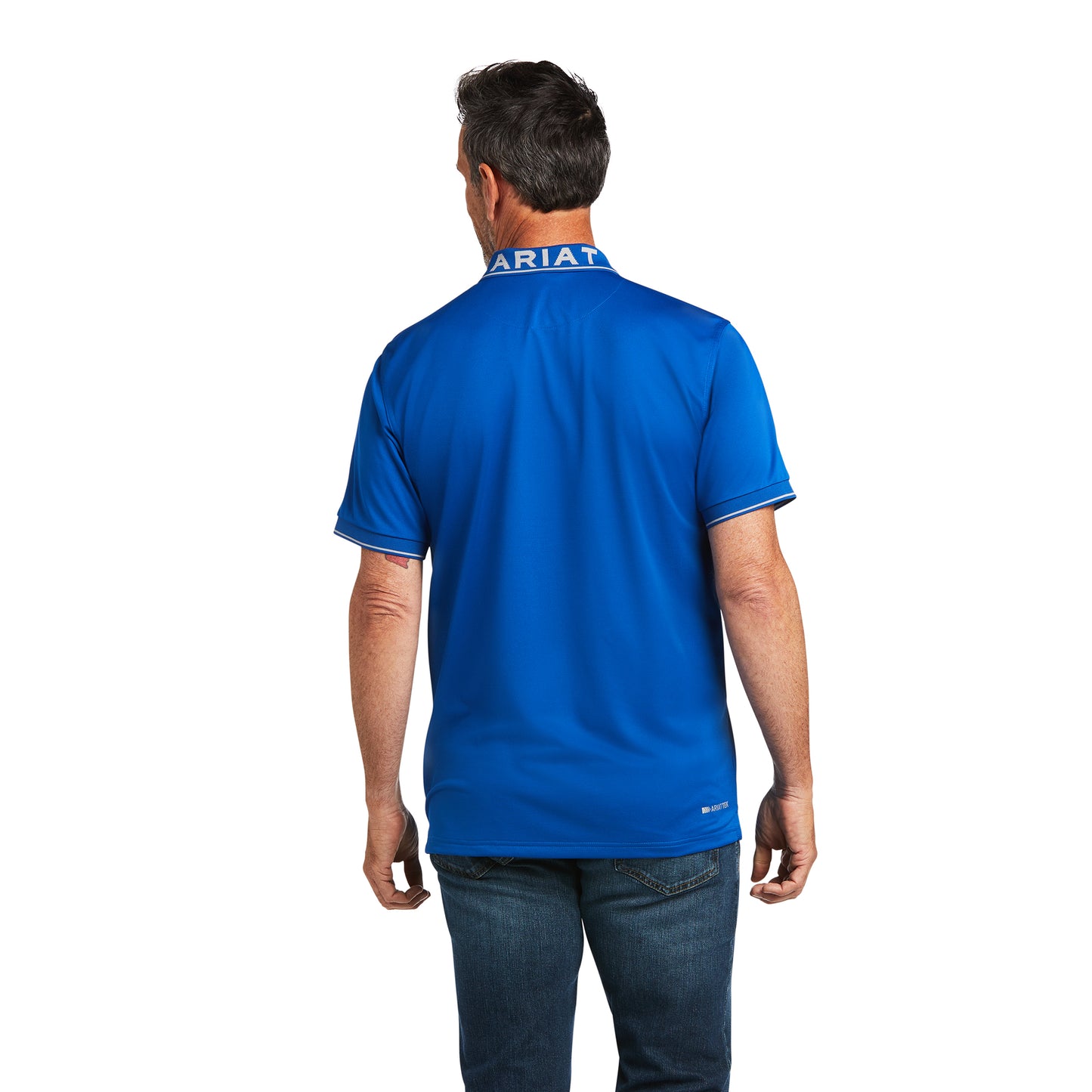 10039798 Ariat Men's Logo Fitted SS Polo Cerulean Blue