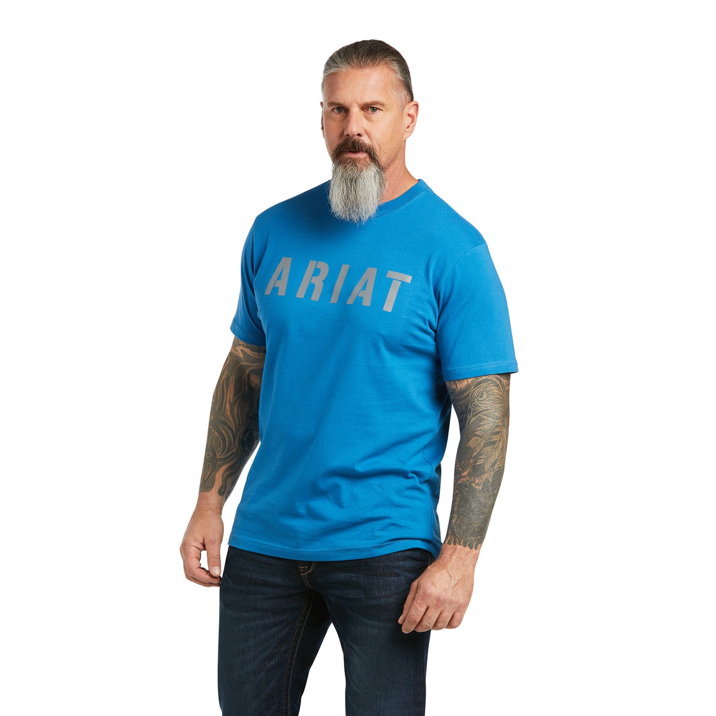 10039476 Ariat Men's Rebar Cotton Strong Block Tee Deep Water