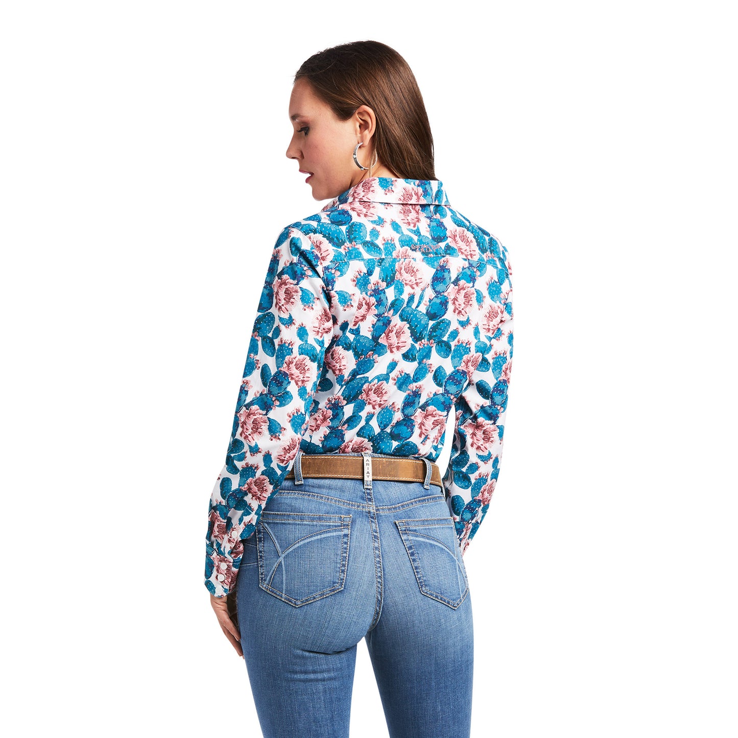 10039337 Ariat Wms Kirby Stretch Shirt Hibiscus cactus