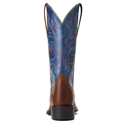 10040422 Ariat Women's Round Up Wide Square Toe Stretchfit Sassy Brown/Metallic Navy