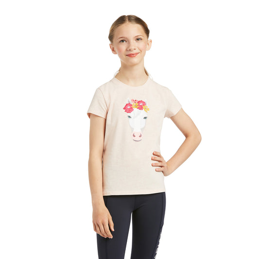 10039646 Ariat Kids Flower Crown Tee Heather Pink