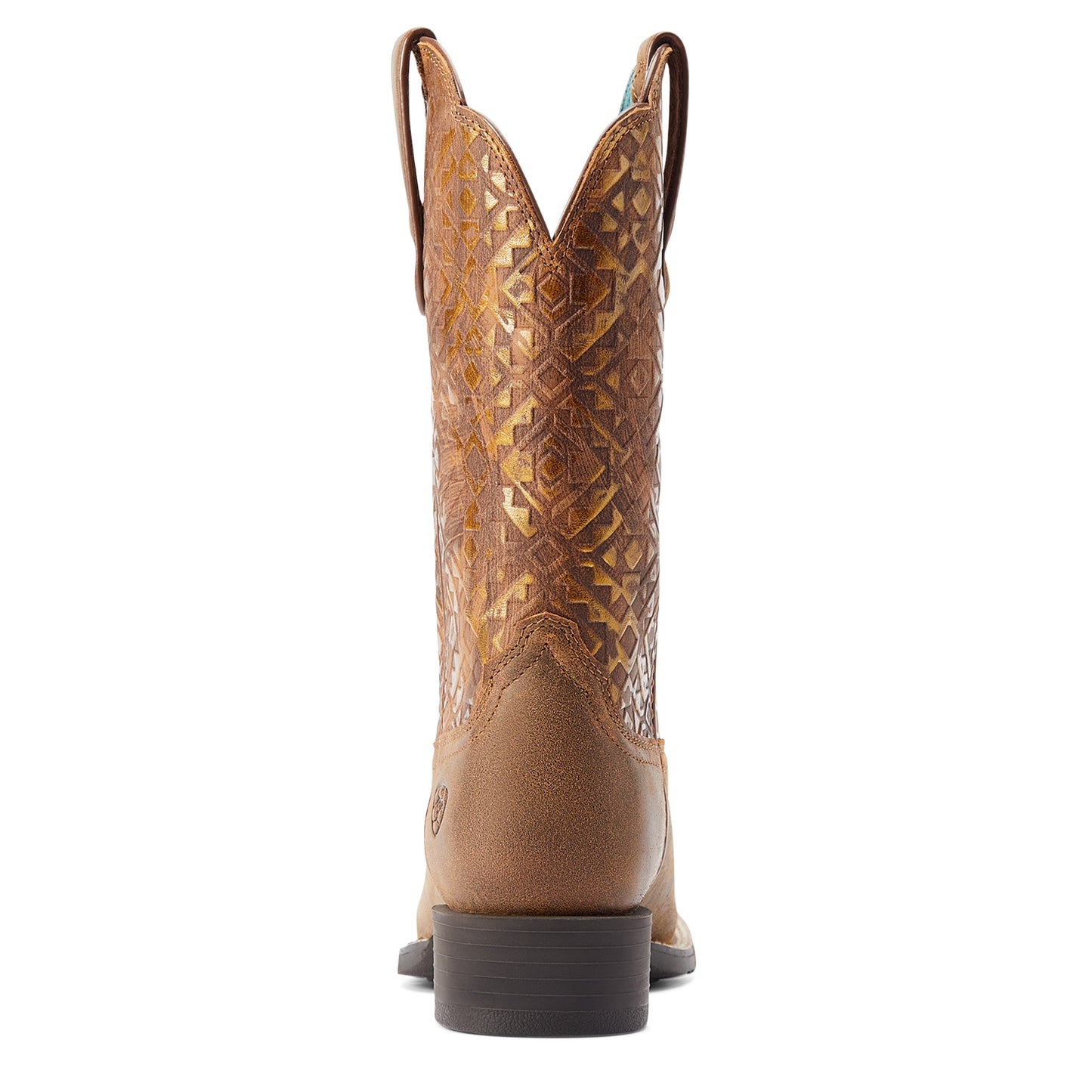 10044431 Ariat Women's Round Up Wide Square Toe Bare brown/ Copper Blanket Emboss