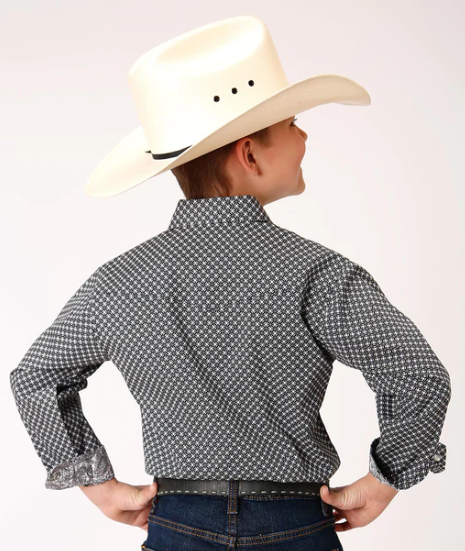 3-30-225-2013 Roper Boys L/S Black Shirt