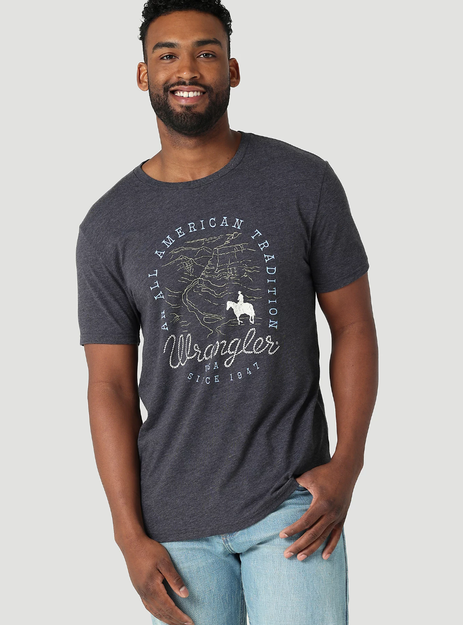 112315055 Wrangler USA Logo Tee Charcoal