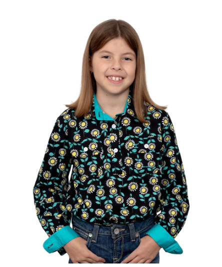 GWLS2272 Just Country Girls BLK Sunflower Work Shirt