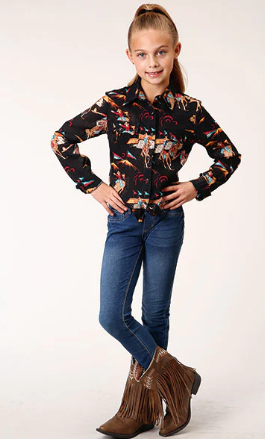 03-080-0590-6095 Roper GLS L/S Black Rodeo
