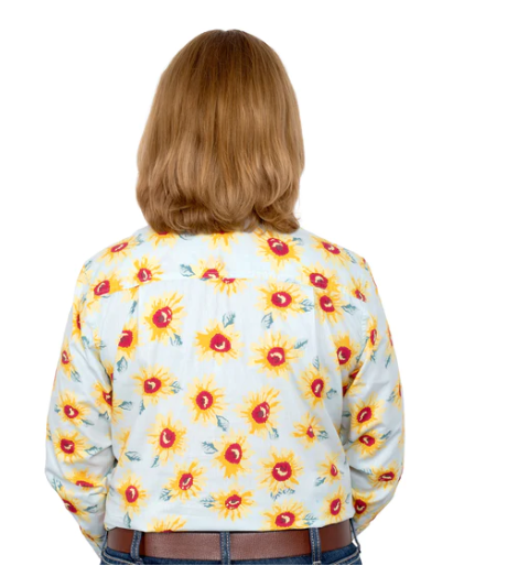 WWLS2278 Just Country Wms Blue Sunflowers Work Shirt