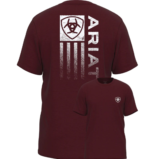 10042708 Ariat Boys Minimalist Flag ss Tee Burgundy