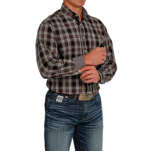 MTW1105452 Cinch Mens Button Down Brown LS Shirt