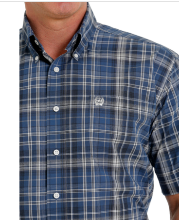 MTW111419 Cinch Mens Plaid Print Short Sleeve Shirt