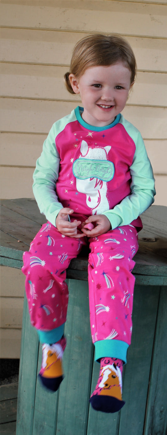 T1W5929PJS Thomas Cook Girls Neigh Neigh Horse PJ's Pink