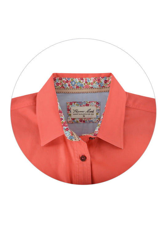 TCP2100182 Thomas Cook Women's Contrast Placket Shirt Calypso Coral