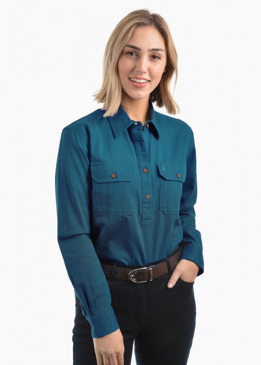 TCP2100182 Thomas Cook Women's Contrast Placket Shirt Calypso Teal