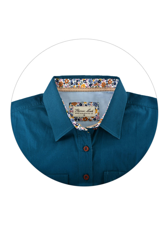 TCP2100182 Thomas Cook Women's Contrast Placket Shirt Calypso Teal