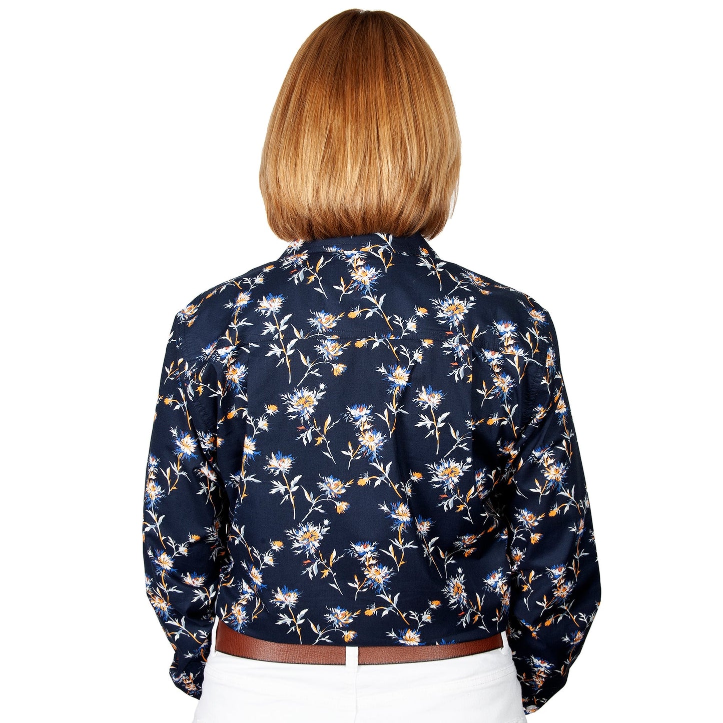 WWLS2177 Just Country Women's Abbey Work Shirt Navy Dandelion