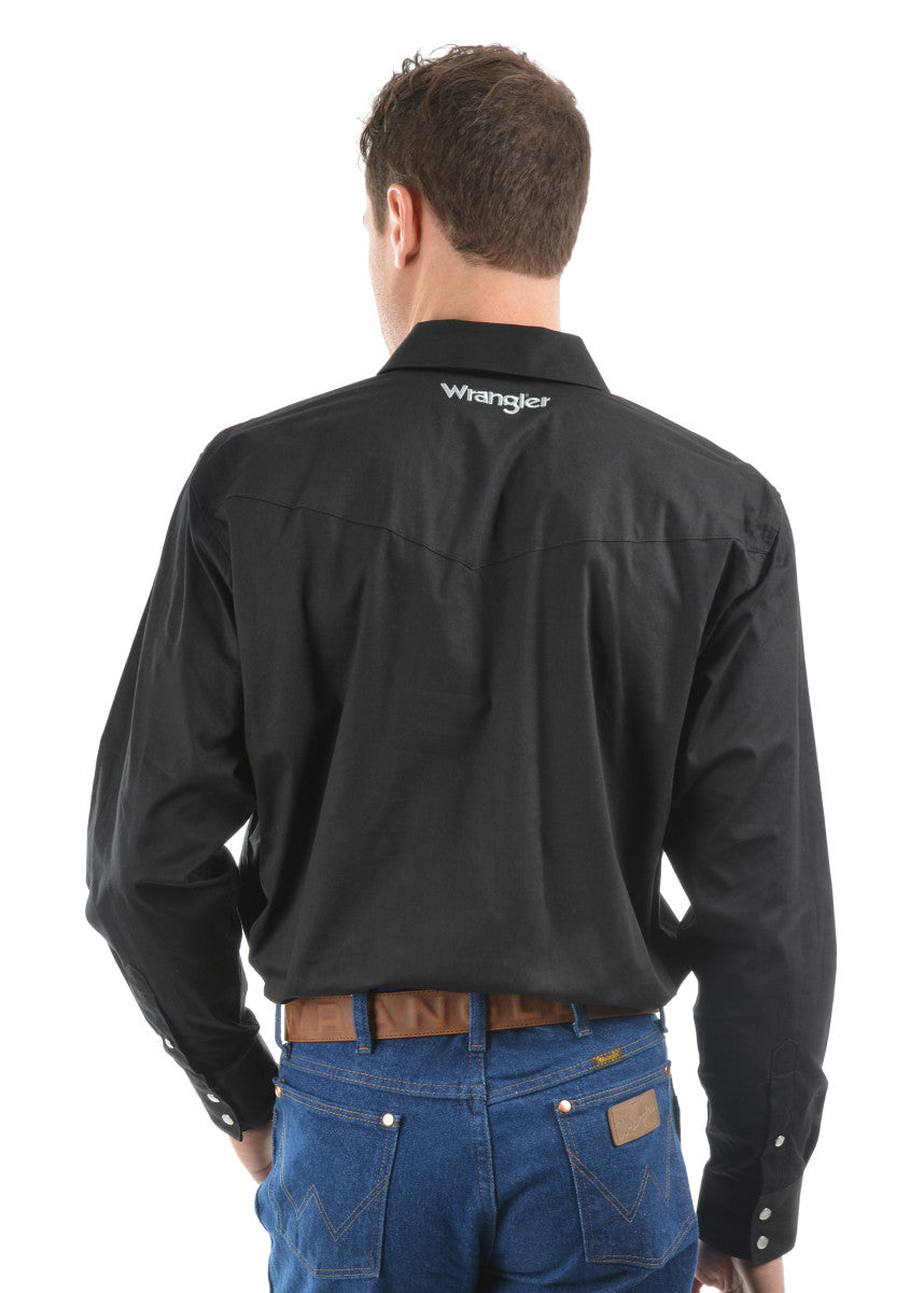 XCP1116020 Wrangler Mns Black Rodeo Logo L/S Shirt