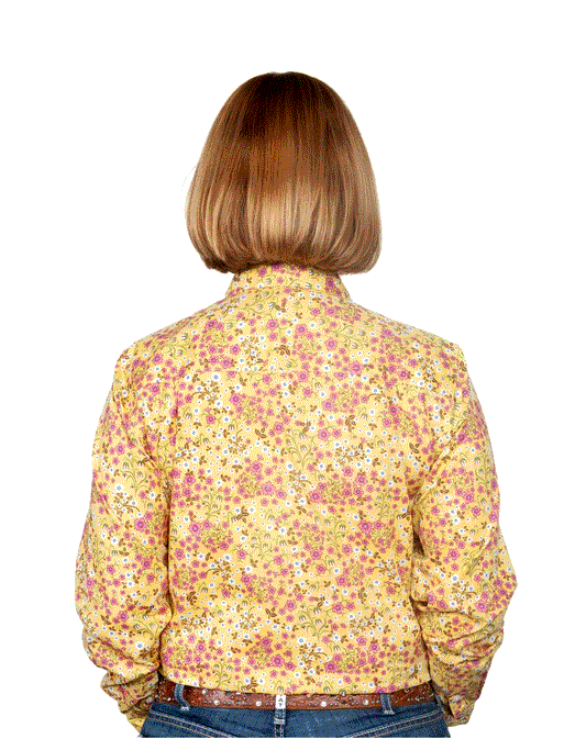 WWLS2130 Just Country Women's Georgie Work Shirt Yellow Primrose