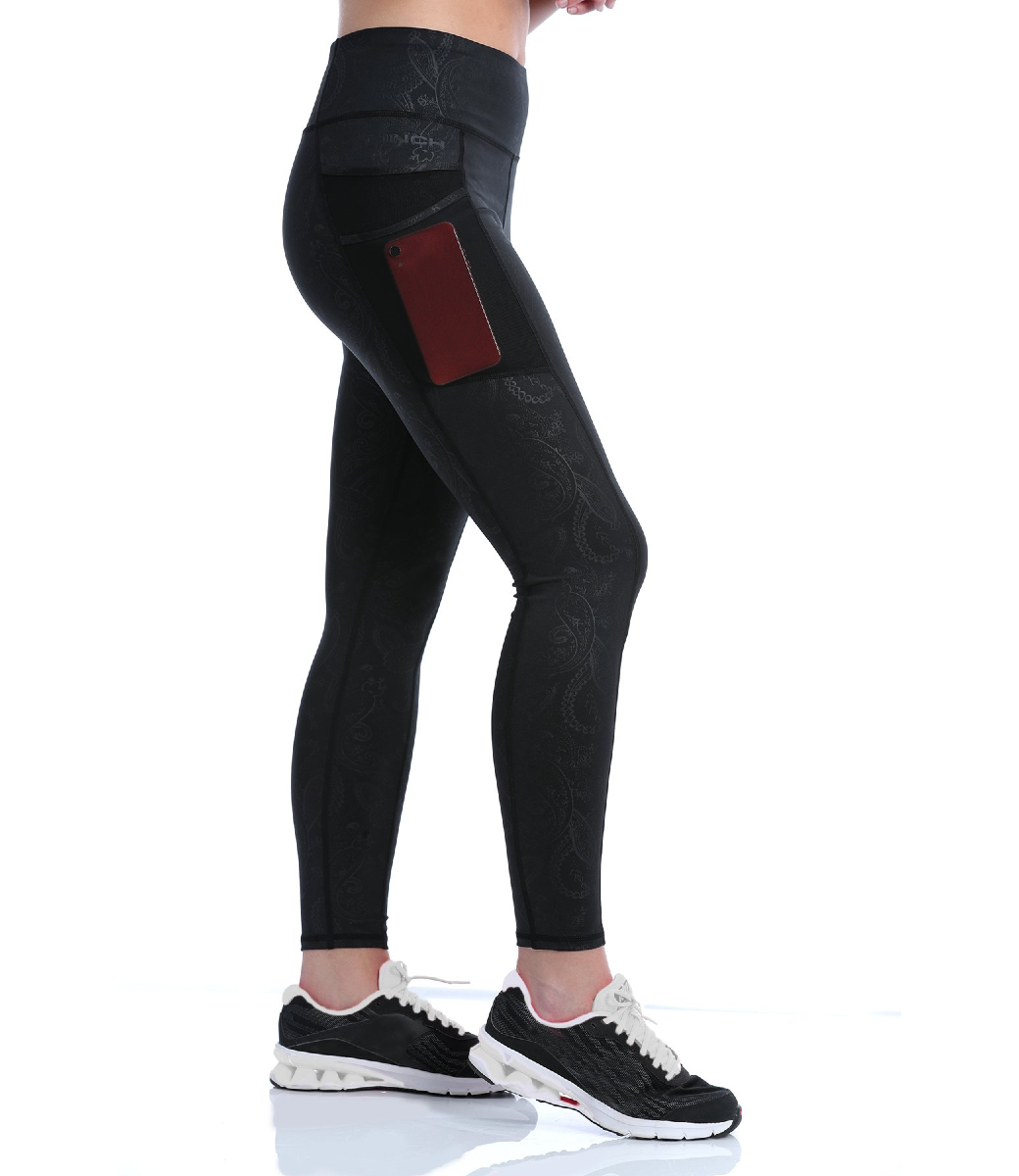 MJU7889001BLK Cinch 7/8 Length Paisley Print Leggings