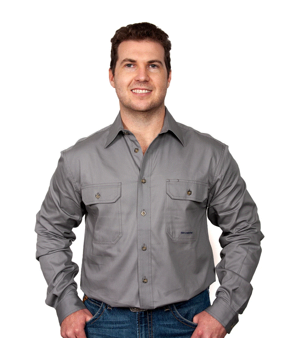 20202STG Just Country Men's Evan Work shirt Steel Grey