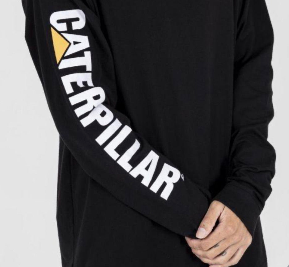 1510034 Cat Trademark Banner L/S Tee Black