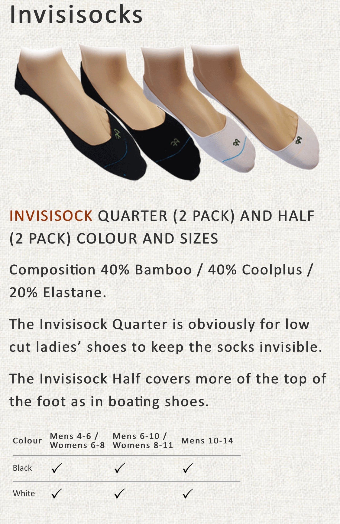 BAMINVIS Bamboo Invisible socks Black