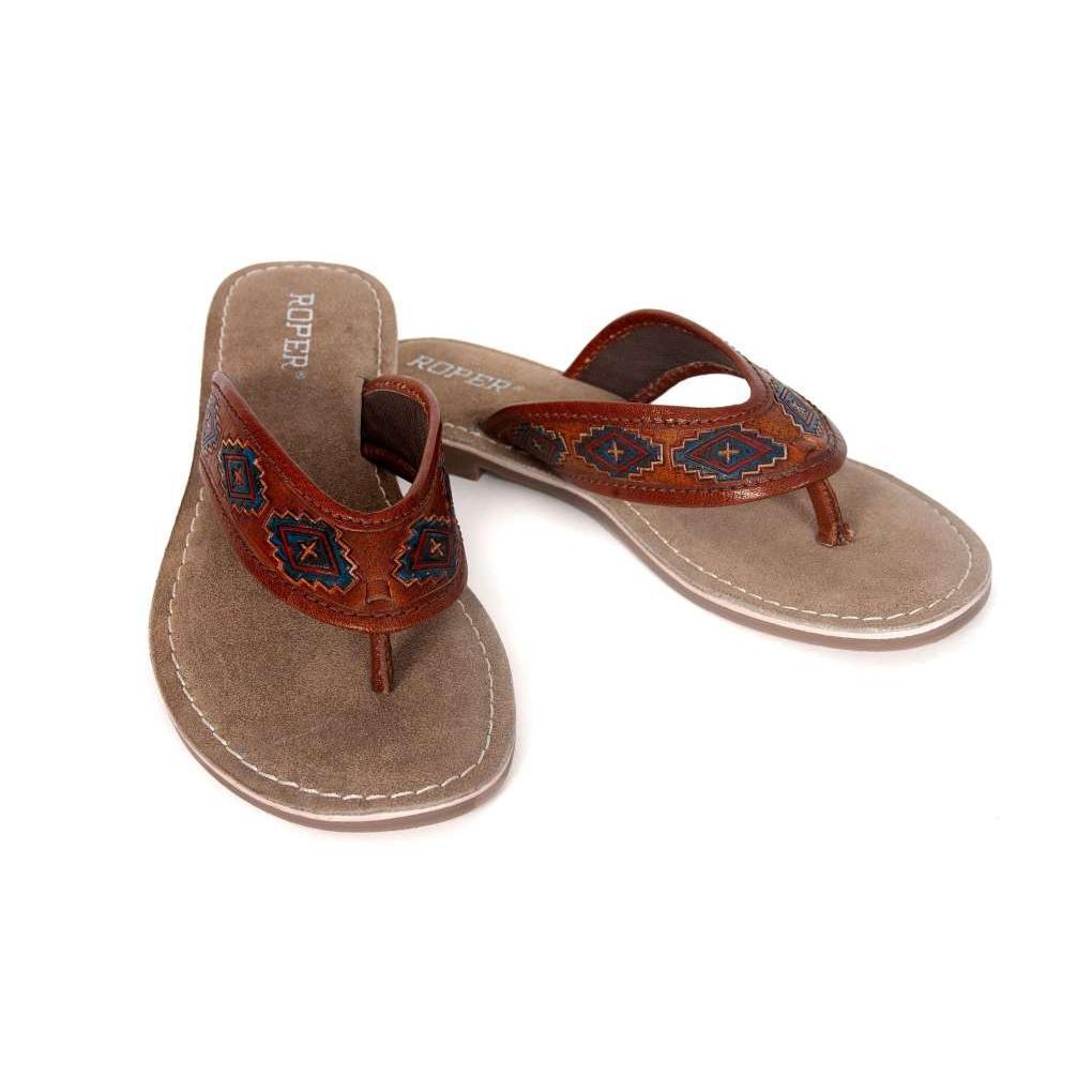09-021-0607-2658TA Roper Women's Penelope Aztec Tan Tooled Leather