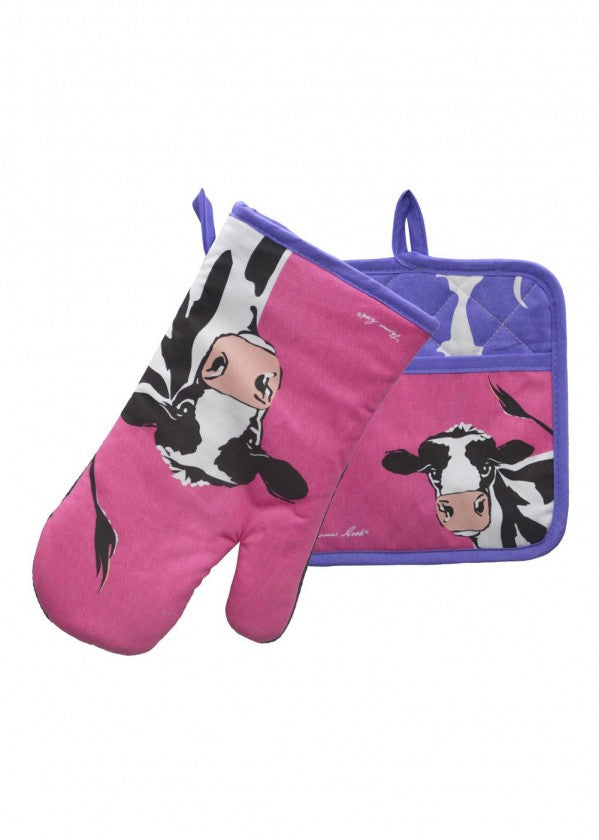 TCP2922096 Thomas Cook Oven Mitt Pot Holder Set Cow