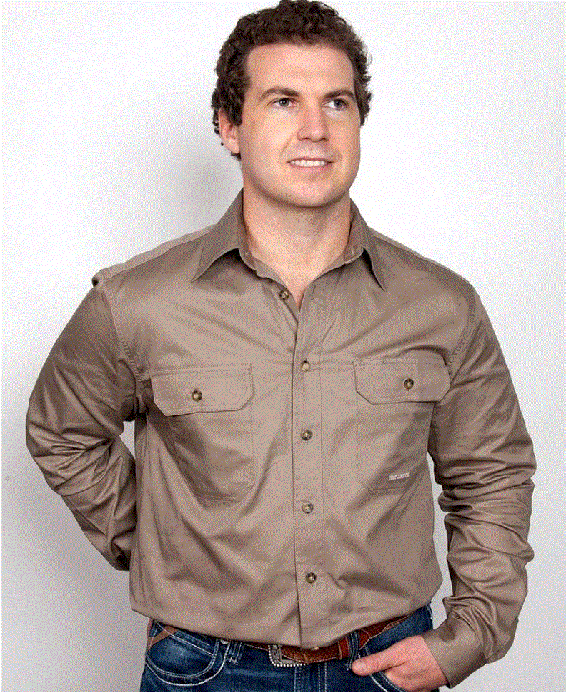 20202BWN Just Country Men's Evan Work shirt Brown