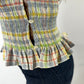 LJC5412 LJC Alma Cotton Shirred Top - Blue Plaid