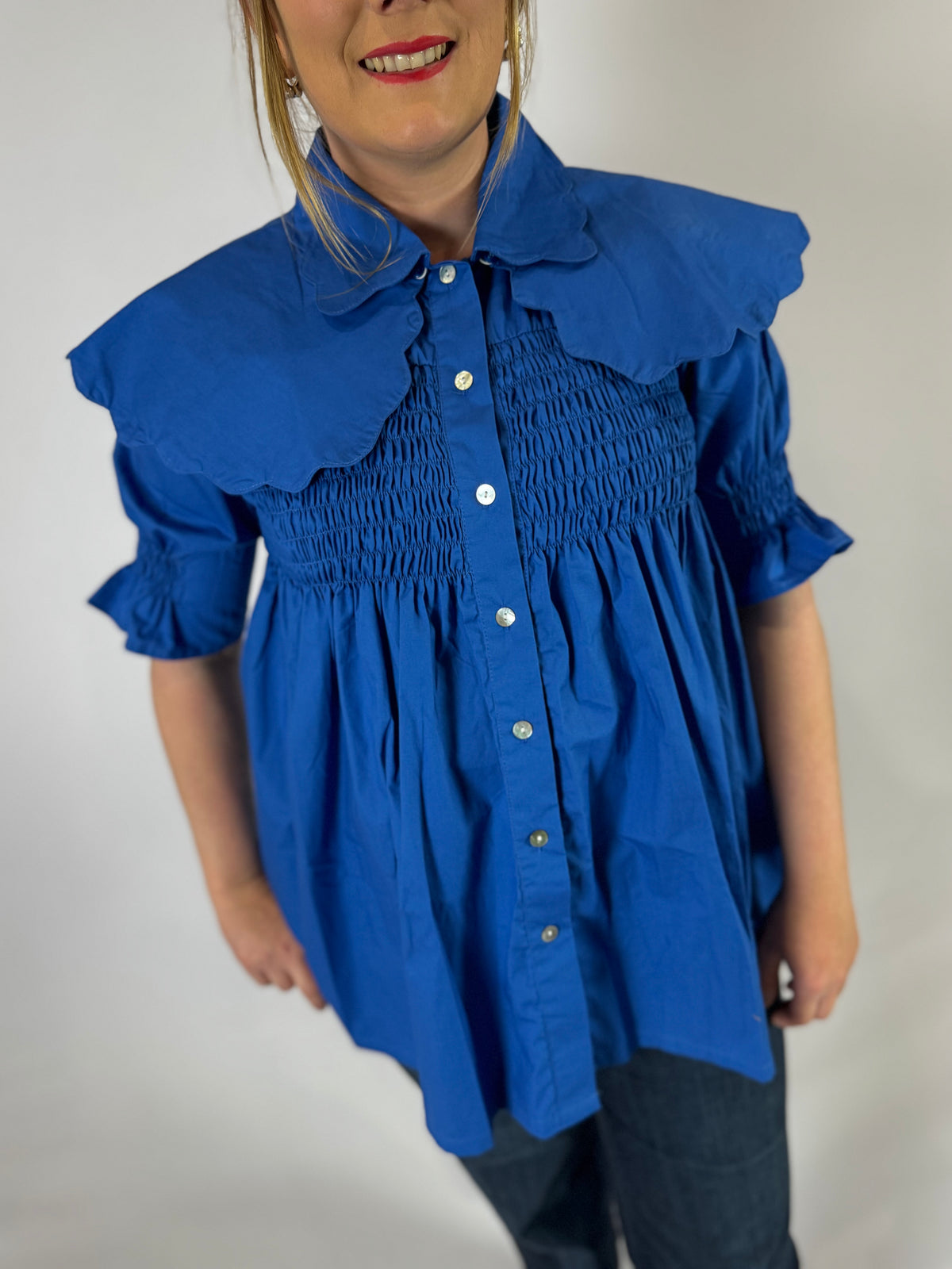 LJC5360 LJC Flinders Cotton Blouse - Royal Blue