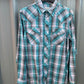 03-001-0062-4024 Roper Men's Plaid Blue & Grey LS Shirt