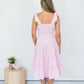 D8998-1-PK Gingham Women's Tier Dress With Lace Trim Pink