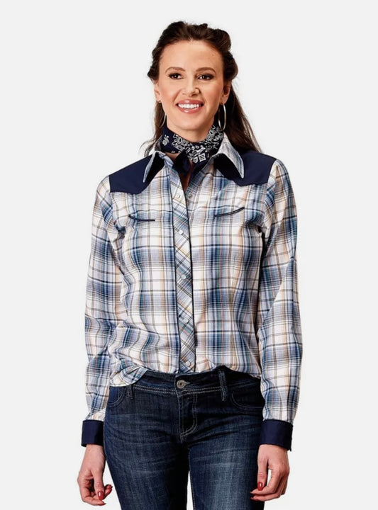 01-050-0087-3004 Roper Women's Karman Special Collection Plaid Blue