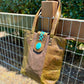 35322 Brown Leather Travel Tote Bag  With Turquoise Stone