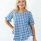 32851-2RDN Gingham Women's Top Blue