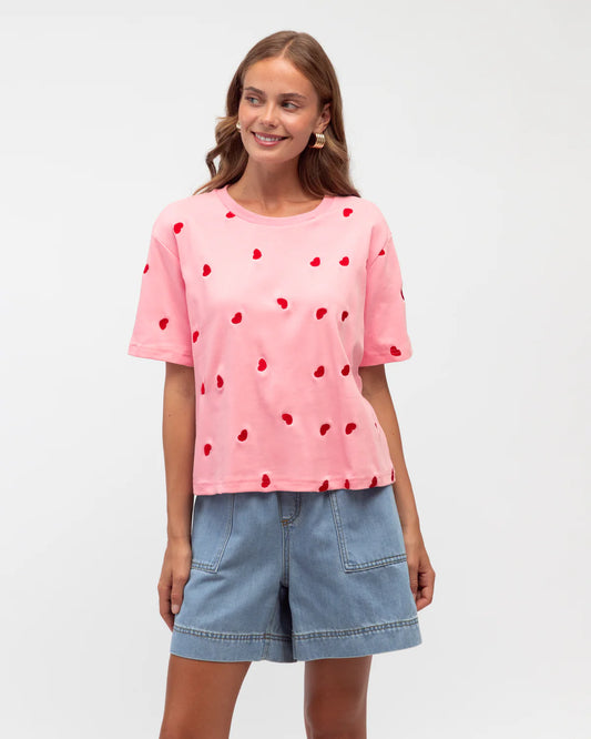 LOL70939  Heart embroidered tee