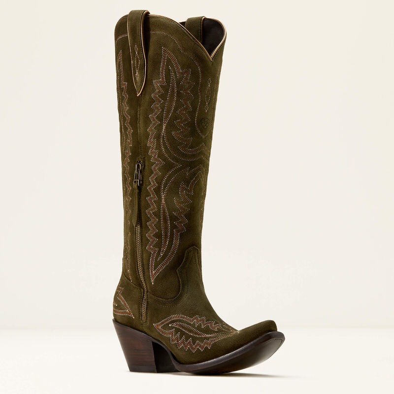 10074323 Ariat Women's Casanova X Toe Western Boot Olive Suede