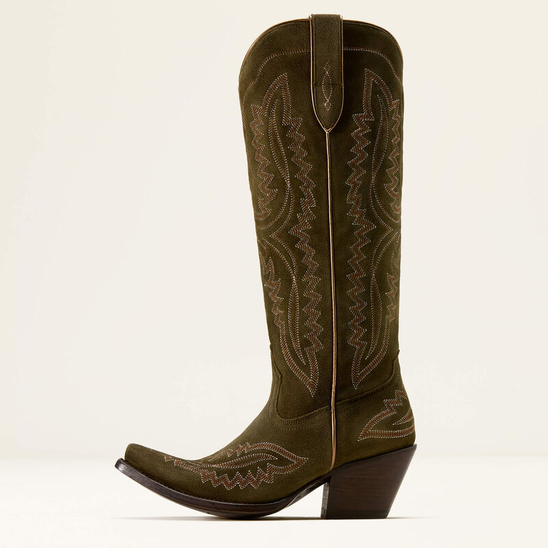 10074323 Ariat Women's Casanova X Toe Western Boot Olive Suede
