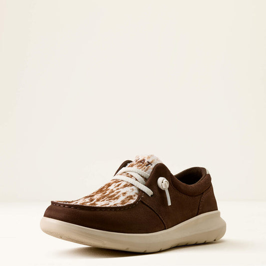 10080390 Ariat Women's Hilo Coffee Bean Suede/Speckled Cow Print