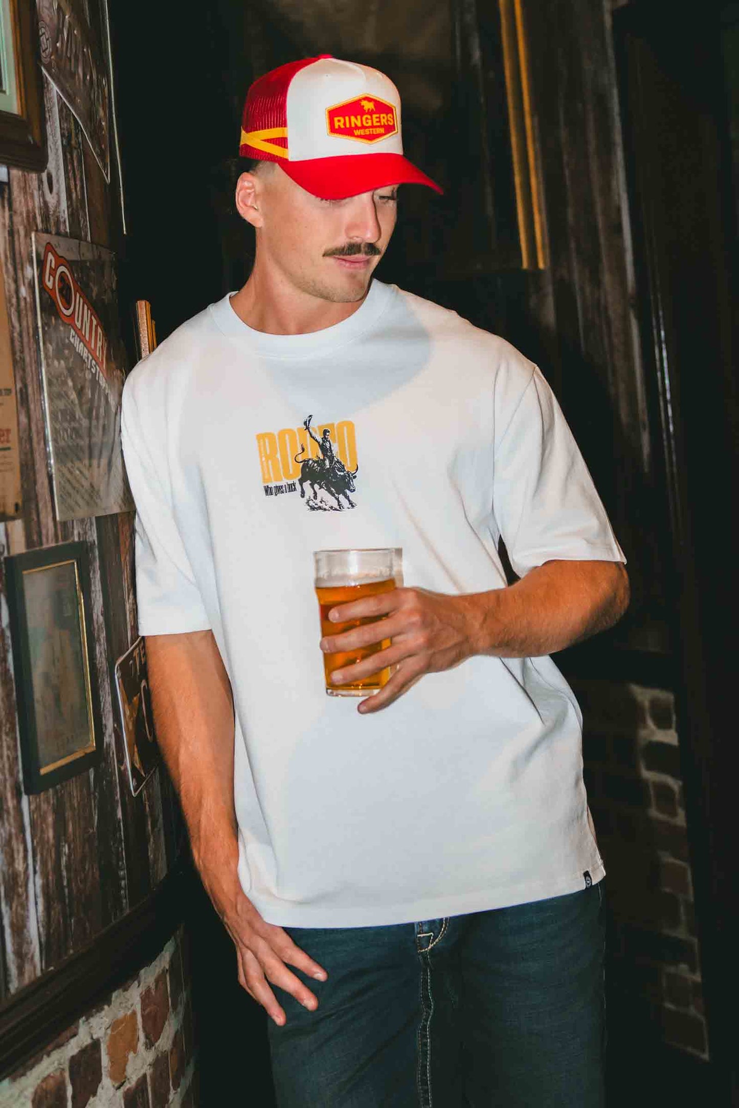125121RW-WHT  Ringers Western Men's "Who Gives A Buck" Tee White